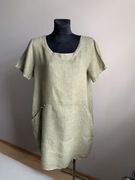 Włoska sukienka Iniana letnia 100 % len khaki XL 42