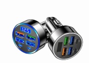 Ładowarka samochodowa 6x USB + USB-C PD szybkie ładowanie LED 12-24V