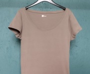 Bawełniana gładka brązowa khaki bluzka damska GAP z krótkim rękawem tshirt