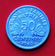 50 Centymów 1943  r  -  Francja    Vichy