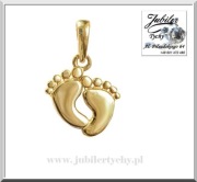 Złoty wisiorek stópki dziecka  stopy pod grawer 