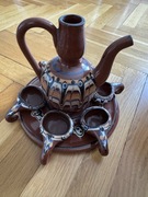 Zestaw do rakiji, 6 kieliszków, dzbanek i taca BUŁGARIA lata 60 Vintage