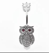 Pierścień do pępka Sowa – Srebro 925 z cyrkonią, nowy