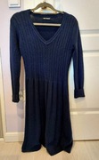 Granatowa ciepła sukienka, NOWA bez metki
