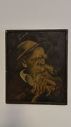 Starzec z fajką, obraz olejny na płótnie z 1976