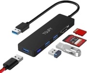 TSUPY Hub USB 3.0 5-w-1 z przełącznikiem, czytniki kart, nowy