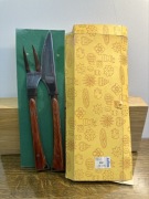 sztućce noz i widelec do serwowania mięsa, vintage, prl rostfrei