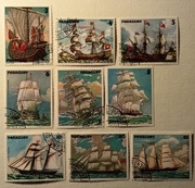 Żaglówki i statki. Komplet 9 znaczków. Paragwaj 1979 r