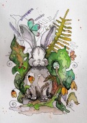 Królik Obrazek akwarelowy A4 