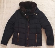 WYPRZEDAŻ =Czarna damska kurtka ocieplana H&M z kapturem , rozm 42