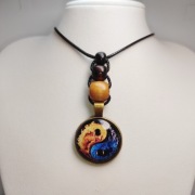 Naszyjnik handmade Yin Yang Ogień/ Woda - symbol równowagi, styl boho 