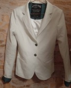 (36/S) Tommy Hilfiger/ Ekskluzywna, biała marynarka z ozdobnymi mankietami 