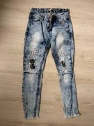 Jeansy damskie Miss RJ Denim Skinny sprane z ćwiekami
