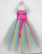 Sukienka tutu tiulowa przebranie Unicorn jednorożec urodziny bal błyszcząca