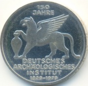 Srebrna moneta 5 marek - Instytut Archeologiczny 1979. Czytaj opis.