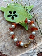 Bransoletka Różaniec Bursztyn Krzyżyk Handmade