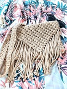 Torebka, handmade, makrama, kolor jasny beż