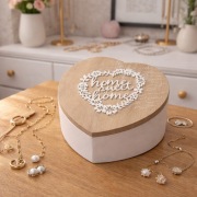 Szkatułka pudełko Serce drewniane plus 3 lusterka