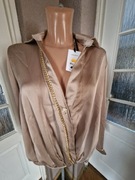 Bluzka damska koszula Gil Santucci  beżowa/złota łańcuch