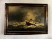 Obraz malarstwo Theodor Genenger - “Tonący statek” malarstwo dawne