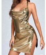 damska wieczorowa złota sukienka  r. M 