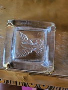 Szklana popielniczka z ptakiem, vintage