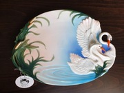Piękna duża patera półmisek łabędzie 3D UNIKAT 