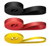 3 Gumy fitness power band żółta czerwona czarna do treningu rehabilitacji 
