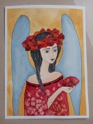 Akwarela Akwarelka Obraz ANIOŁEK Z MAKAMI bez oprawy