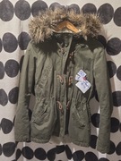 Kurtka zimowa damska parka khaki h&m