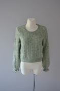 & Other Stories zielony miętowy ażurowy wełniany sweter wełna alpaka 34 XS