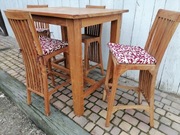 Teek stół i krzesła hokery 