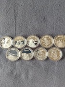 Polska .Srebro , kompletna seria - 9 sztuk .