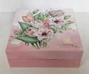 Pudełko ozdobne dekoracyjne różowe Box z pokrywką kwiaty Pastel Blossom