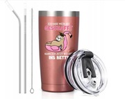 Kubek termiczny o podwójnych ściankach, 600 ml ze słomką i pokrywką