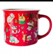 KUBEK ŚWIĄTECZNY GARNUSZEK CZERWONY 350 ml ŚWIĄTECZNE KOTKI KOTY