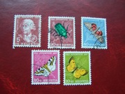Szwajcaria Kasowane 1957 Mi. 648/52 Fauna Owady