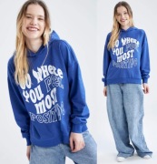 DeFacto niebieska bluza z kapturem