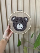 Tamborek haftowany miś misiu boho makrama eko