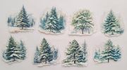 naklejki 16szt zimowe drzewa zielone scrapbooking