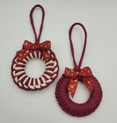 Bordowe Mini wianki świąteczne komplet zawieszki ozdoby bombki handmade 