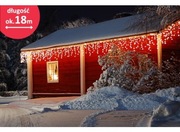 Lampki zewnętrzne sople 500 LED ciepły biały transformator programator 