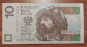 Banknot 10 zł CL Unc z paczki seria przejsciowa