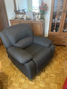 Fotel wypoczynkowy, rozkładany, szary melanż