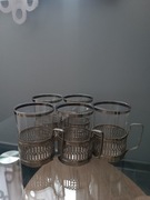 Vintage szklanki / zestaw z czasu PRL-u, Z koszyczkami i zdobieniami