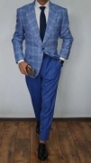 Garnitur 3-częściowy Demarco ROZMIAR 56 | Niebieski | Wełna | Krata | Nowy
