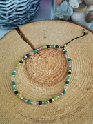  Bransoletka kamienie srebro nić jedwabna Nefryt 