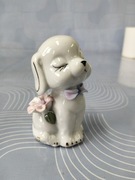 Uroczy porcelanowy piesek figurka 