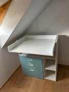 SMASTAD Stół do przewijania, biały niebieski z 3 szufladami, 90x79x100 cm