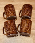 Kubki Pruszków porcelit PRL wzór aztecki